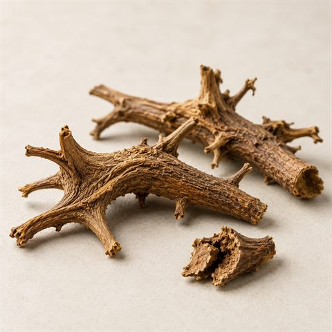 Artiglio del diavolo, fettine brune essiccate del tubero.