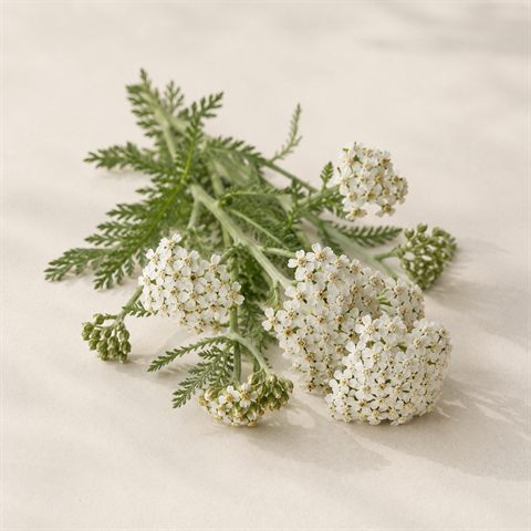 Gedroogd duizendblad met fijne blaadjes en witte bloempjes