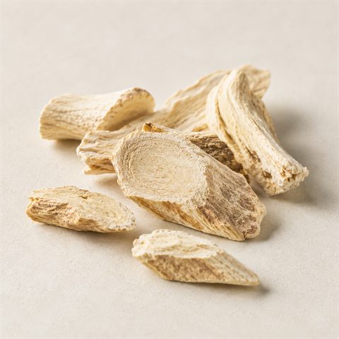 Altærod, tørrede lyse beige rodstykker.