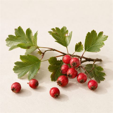 Bacche di biancospino essiccate, piccoli frutti rosso intenso