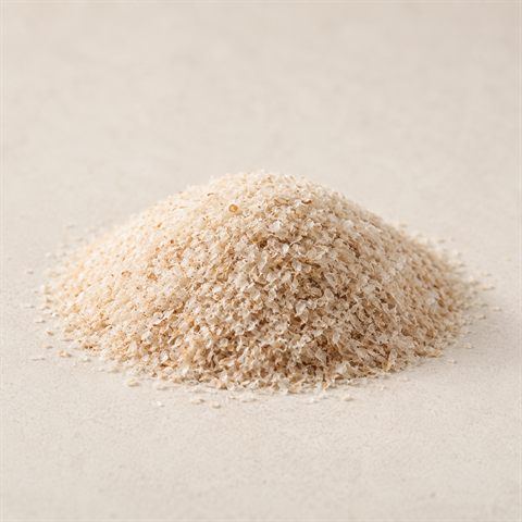 Psyllium (loppefrøskaller), lysebrune frøskaller.