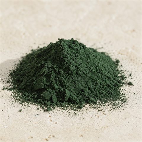 Mørkegrønt spirulinapulver